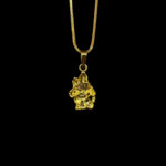 Humble Kneeling Hanuman Enamel Gold Pendant