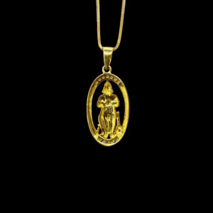 Grand Hanuman CZ Oval Gold Pendant