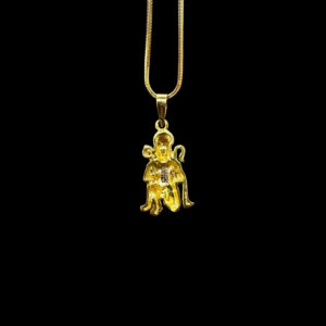 Gallant Kneeling Hanuman Gold Pendant
