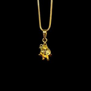 Serene Seated Hanuman Enamel Gold Pendant