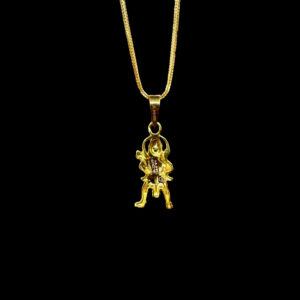 Heroic Standing Hanuman Enamel Gold Pendant