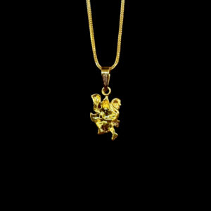 Mighty Flying Hanuman Enamel Gold Pendant