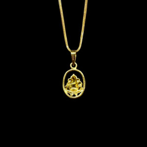 Graceful Ganesha Oval Ring Gold Pendant