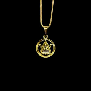 Radiant Lakshmi CZ Circle Gold Pendant