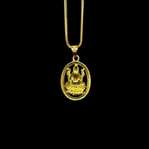 Divine Lakshmi Oval Lotus Gold Pendant