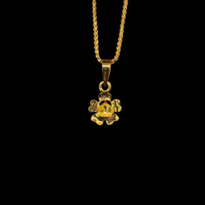 Divine Balaji Floral Clover Gold Pendant