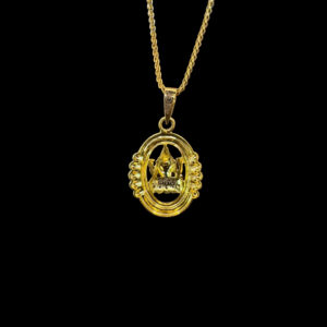 Divine Lakshmi Oval Rope Frame Gold Pendant