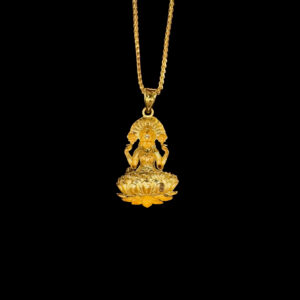 Majestic Lakshmi Lotus Gold Pendant