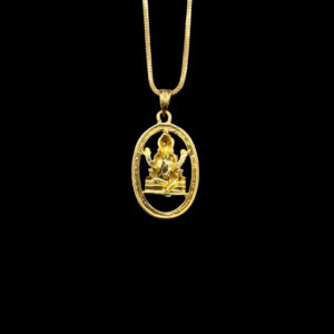 Sacred Lakshmi Seated Oval Gold Pendant