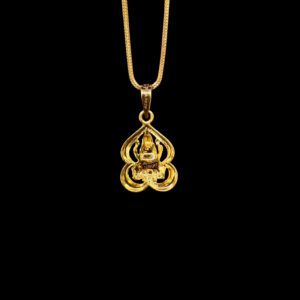 Divine Lakshmi Lotus Heart Gold Pendant
