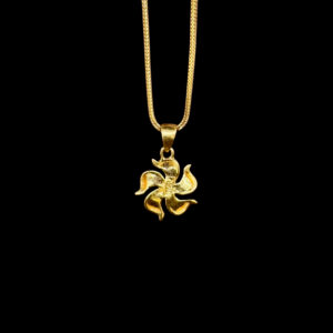 Elegant Floral Pinwheel Gold Pendant