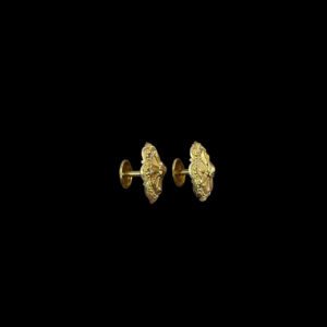 Charming Blossom Rope-Edge Gold Stud Earrings