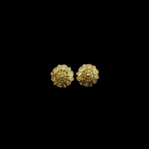 Elegant Scalloped Rosette Gold Stud Earrings