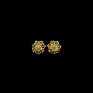 Radiant Floral Bead Gold Stud Earrings