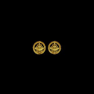 Divine Lakshmi Lotus Antique Gold Stud Earrings