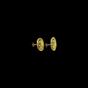 Divine Lakshmi Lotus Antique Gold Stud Earrings