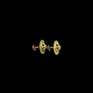 Festive Filigree Rosette Gold Stud Earrings