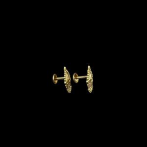 Graceful Pear Blossom Fan Gold Stud Earrings