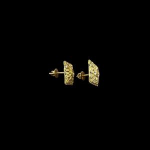 Heritage Sunburst Square Filigree Gold Stud Earrings