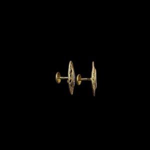 Graceful Marquise Lattice Two-Tone Gold Stud Earrings