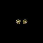 Loving Heart Petal Ruby & CZ Gold Stud Earrings