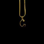Classic Initial C Scroll Gold Pendant with Chain