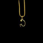 Classic Initial C Scroll Gold Pendant with Chain