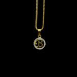 Shimmering Initial B CZ Halo Gold Pendant