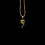 Prosperous Rupee Symbol CZ Gold Pendant