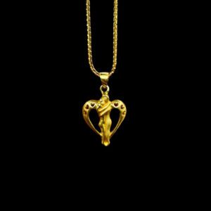 Romantic Embrace Heart Gold Pendant