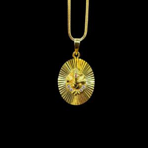Resplendent Sunray Ganesha CZ Gold Pendant