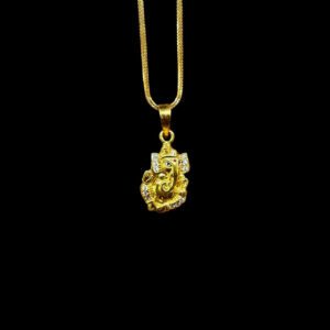 Glittering Ganesha CZ Gold Pendant