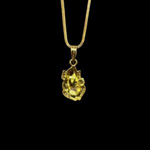 Glittering Ganesha CZ Gold Pendant