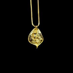 Melodious Krishna Flute Leaf Gold Pendant