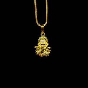 Dazzling Ganesha CZ Halo Gold Pendant