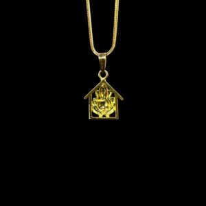 Blissful Ganesha Shrine Gold Pendant