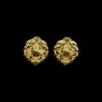 Cherished Heart Frame Gold Stud Earrings