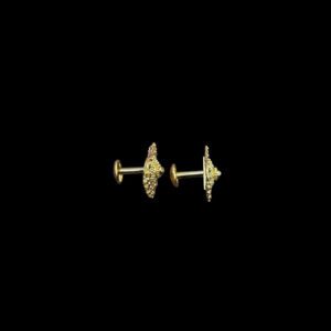 Dainty Teardrop Nakshi Gold Stud Earrings