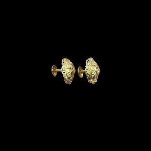 Vintage Flower Dome Gold Stud Earrings