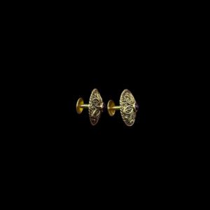 Regal Ruby Antique Gold Stud Earrings