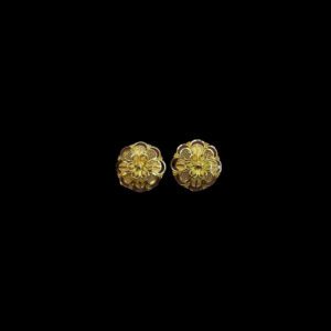 Ornate Mesh Petal Floral Gold Stud Earrings