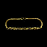 Ornate Floral Scroll CZ Gold Bracelet