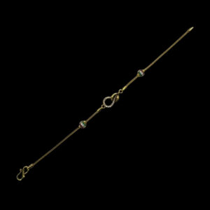 Regal Ruby & Emerald Pave Leaf Gold Bracelet