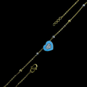 Charming Turquoise Enamel Heart Gold Necklace