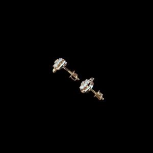 Radiant Diamond Blossom Crescent Gold Stud Earrings