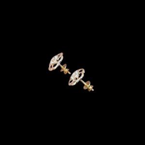 Elegant Diamond Floral Wreath Gold Stud Earrings