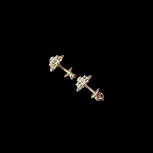 Radiant Diamond Floral Bloom Gold Stud Earrings