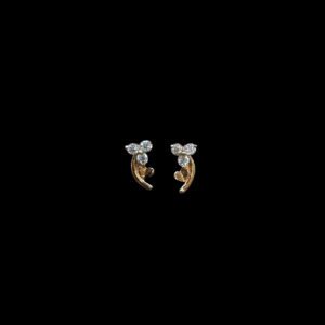 Dainty Diamond Trefoil Leaf Gold Stud Earrings