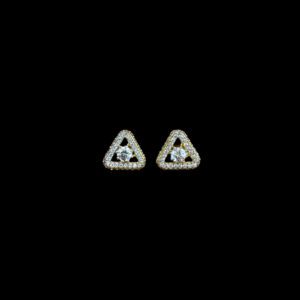 Grand Diamond Triangle Solitaire Gold Stud Earrings