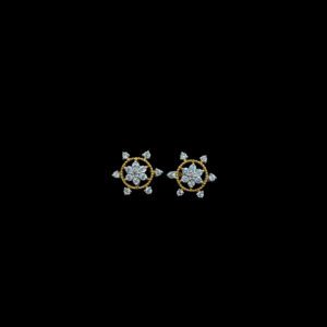 Radiant Diamond Star Floral Gold Stud Earrings
